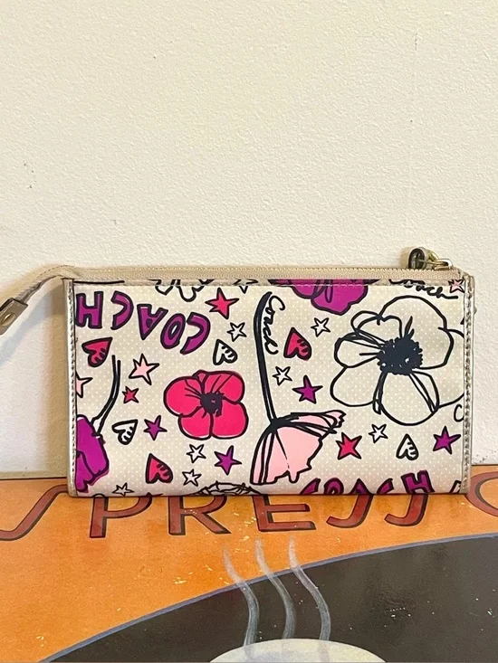 Vintage Coach Poppy Kyra Floral Graffiti Sateen Wallet Wristlet Y2K Rare - Picture 5 of 16